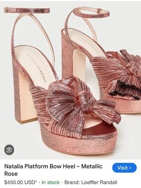 Loeffler Randall Natalia Metallic Rose Platform Bow Heels